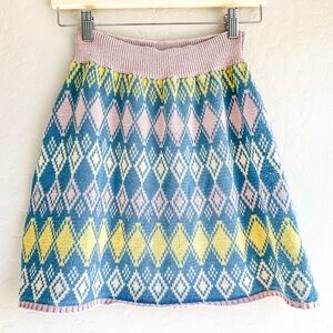 FREE PEOPLE Argyle Mini Sweater Skirt Women’s - Size Large